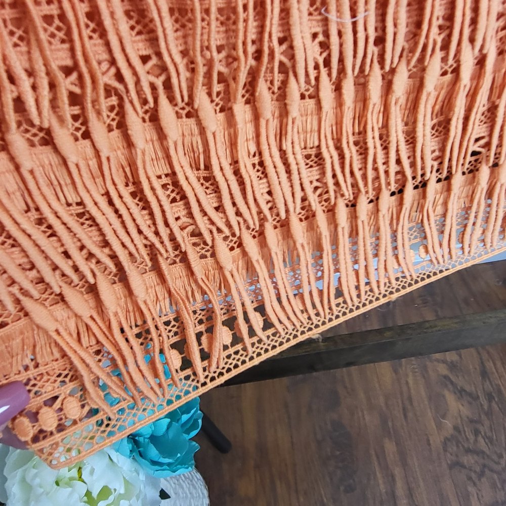 NWT Anthropologie Let me be orange fringed tube boho dress size M - Picture 8 of 11